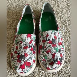 Toms Christmas Dog‎ Style Slip On Sneakers SZ Youth 4.5